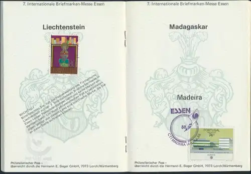 Philatelistischer Pass 7. Internationale Briefmarken Messe 14.-17.4 1988