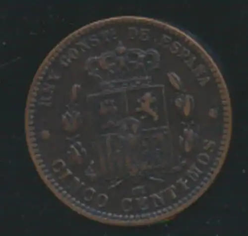 Münze Spanien Alfonso XII 5 Centimos 1878 vzgl. Schön: 161