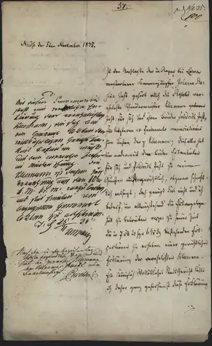 Preussen Vorphila Brief L2 Neisse Nysa Schlesien n. Tarnowskie Góry 1835 kompl.