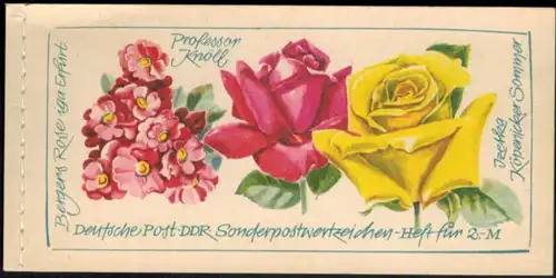 DDR Markenheftchen 6 I 2 Rosenausstellung 1972 tadellos postfrisch