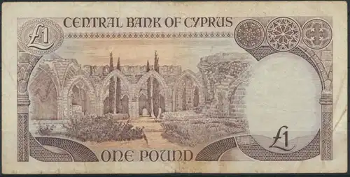 Geldschein Banknote Zypern Cyprus 1 Pound P53 VF ss 1989