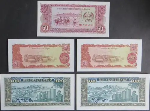 10 Geldscheine Banknoten Volksrepublik Laos P-25-P-30 1-100 Kip bankfrisch UNC