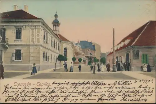 Ansichtskarte Teplitz Passanten 1903 nach Wien Teplice Tschechien Sudenten