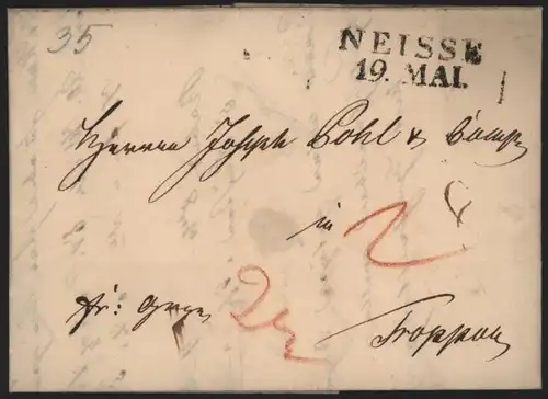 Preussen Vorphila Brief L2 Neisse Nysa Schlesien 1835 n Troppau Opava Tschechien