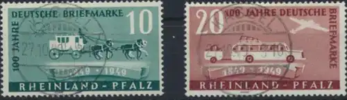 Rheinland-Pfalz 49-50 gestempelt  100 Jahre Deutsche Briefmarken