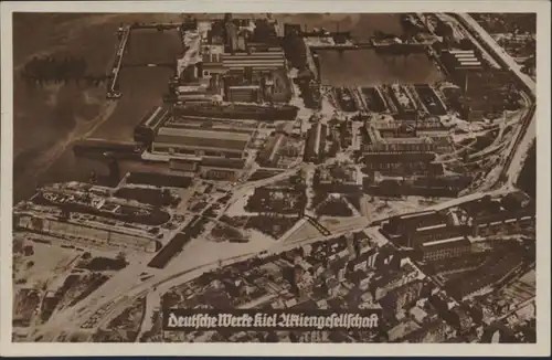 Ansichtskarte Foto Kiel Deutsche Werft Luftbild 1930er Jahre Schiffsbau