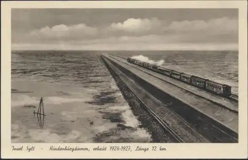 Ansichtskarte Insel Sylt Hindenburgdamm Eisenbahn Dampflok