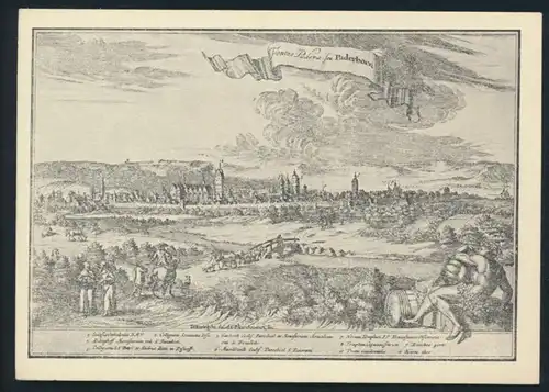 Ansichtskarte Paderborn nach einem Kupferstich von A.C. Fleischmann 1713