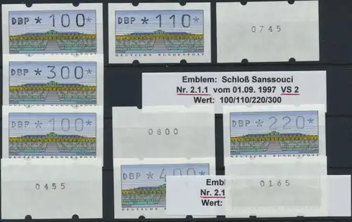 Bund Automatenmarke ATM Nr. 2.1.1 VS 2/3 mit Zählnummer postfrisch Postemblem