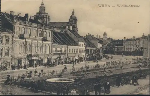 Militaria Ansichtskarte Wilna Litauen Foto Wielka StraßeFeldpost n. Berlin 1916