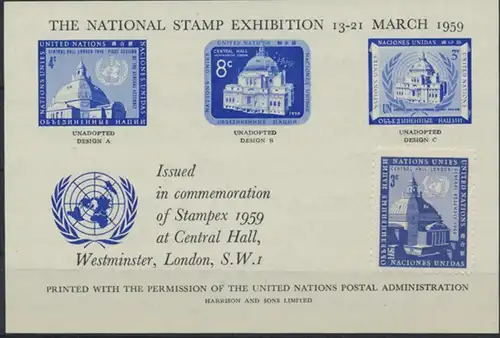Großbritannien The National Stamp Exhibition Souvenir Sheet 1959