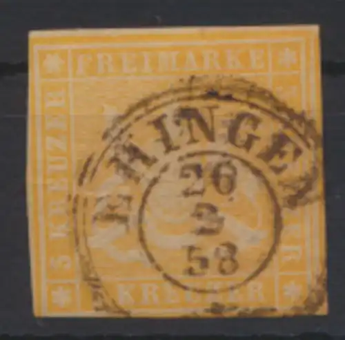 Altdeutschland Württemberg 7 a teils Nebenmarke Stempel K2 Eringen 26.2.1858