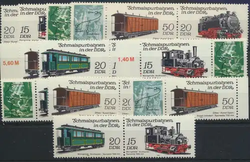 DDR 2792-2795 Eisenbahn kpl.12 Zusammendrucke Luxus postfrisch Kat. 28,00