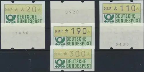 Bund ATM - Nr. 1.1 hu VS 2 mit Zählnummer**  Emblem Bundespost