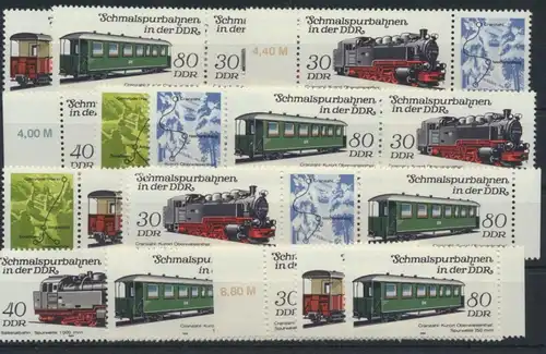 DDR 2864-2867 Eisenbahn kpl.12 Zusammendrucke Luxus postfrisch + Einzel  28,00