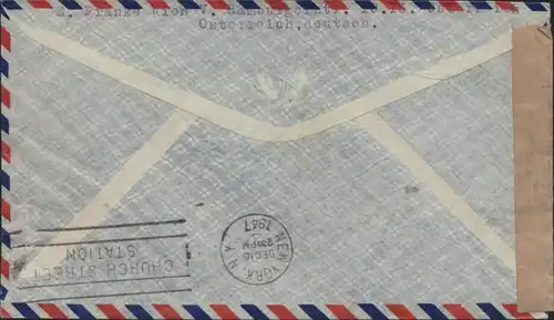 Österreich Brief Luftpost Zensur MIF 742+750+767+802+835 Wien nach New York