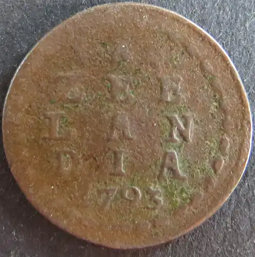 Münze Zeelandia Niederlande 1793 schön