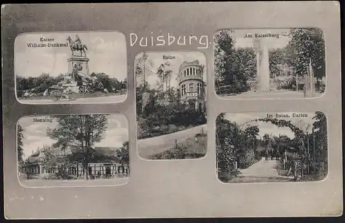 Ansichtskarte Duisburg Ruhrgebiet Kaiser Wilhelm Denkmal NRW 1908 n. Brüssel
