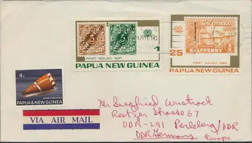 Papua Neuguinea Brief Motiv deutsche Kolonien MIF 141+262+266 Lae nach Perleberg