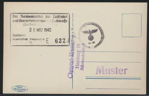 Flugpost air mail Abs. Oberbefehlshaber Luftfahrt Ansichtskarte Altenbrak Holste