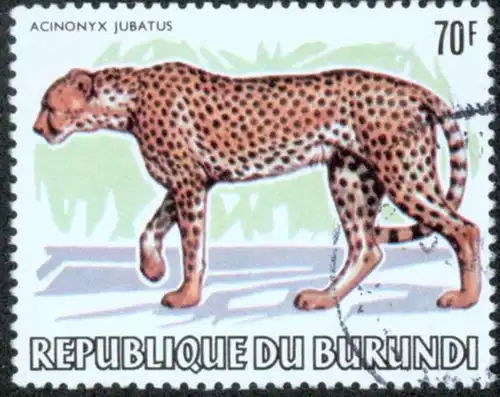 Burundi  70 Fr Tiere Gepard sauber gestempelt