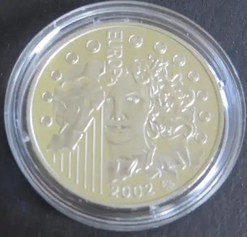 Münze Frankreich 2002  1 1/2 Euro Europ. Währungsunion Silbermünze PP
