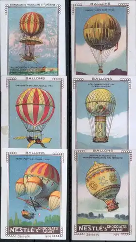 Ballon Zeppelin Vignetten Reklamemarken Nestle 6 St. geschnitten Serie VI selten