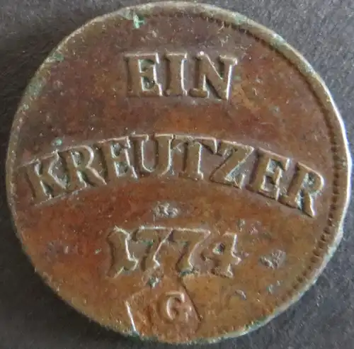 Münze Augsburg Hochstift 1774 - Ein Kreutzer Gekröntes Stiftwappen ss