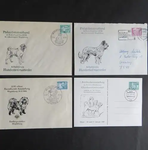 Briefe und Karten Sammlung Motiv Hunde DDR mit inter. Vielfalt 8 Stück dabei