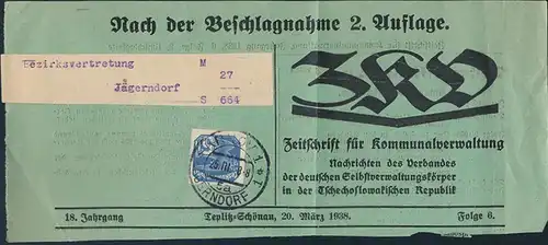 Böhmen & Mähren 43 Zeitungsausschnitt ZKD Nach der Beschlagnahmung Jägerndorf