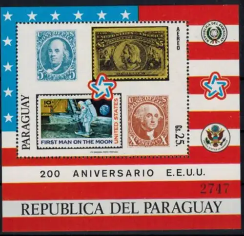 Paraguay Blockausgabe 200 Jahre USA Briefmarken postfrisch 1976