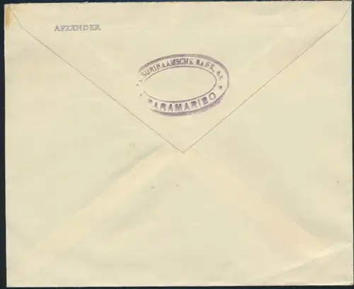 Surinam Ganzsache Umschlag 15c blau 1938 Paramaribo n. Berlin postal stationery