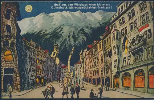 Ansichtskarte Künstlerkarte Innsbruck Wirtshaus Blick eines Betrunkenen