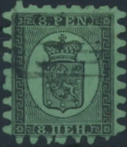 Finnland 6 B x gestempelt  8 Penni Freimarke Wappen
