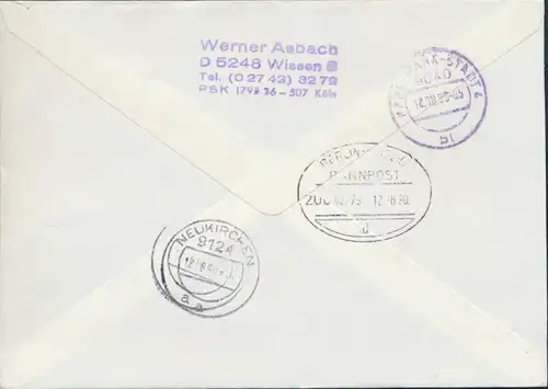 Bund Brief Eilzustellung Bahnpost  HB 31 Zusammendruck SST Festtage Altenholz 90