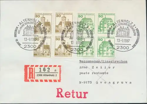 Bund Brief Einschreiben und Retur 914+1038 Paare SST Altenholz 2 nach Sveagruva