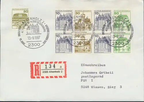 Bund Brief Einschreiben H-Blatt 27+1140 SST Altenholz 2 nach Wissen 13.9.1987