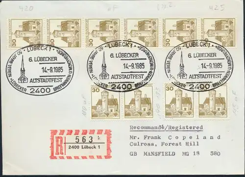 Bund R - Brief MEF 914 Rollen u.A. SST Lübeck nach Wissen Philatelie 14.9.1985