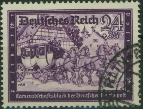 Deutsches Reich 778 Kameradschaftsblock Höchstwert 24+36 Pf. gestempelt.