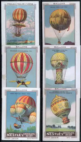 Ballon Zeppelin Vignetten Reklamemarken Nestle 6 St. geschnitten Serie VI selten