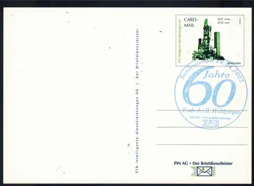Bund Ganzsache PIN-AG 60 J. Ende Weltkrieg Briefmarken Ausstellung 2005