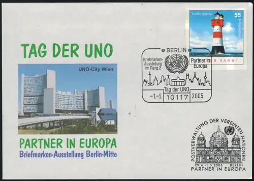 Bund Ganzsache Leuchtturm UNO Briefmarkenausstellung Brandenburger Tor 2005