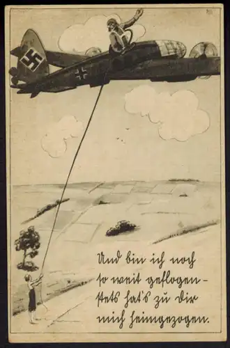 Ansichtskarte Flugzeug Zensur 3. Reich Feldpost Künstler Verlag Franke Hamburg