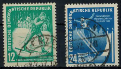 DDR 298-299 Wintersportmeisterschaften Oberhof 1952 sauberer Ortsstempel