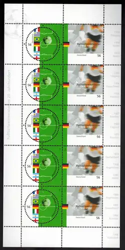 Bund 2258-59 Fußballweltmeister Zehnerbogen Zusammendruck Kleinbogen postfrisch