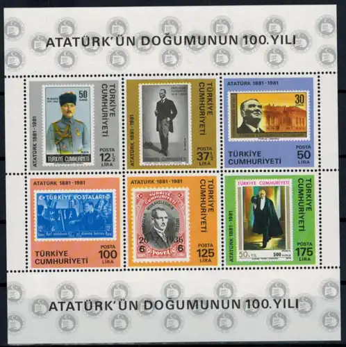 Türkei Block 19 100 Jahre Geburtstag von Atatürk 1981 tadellos postfrisch