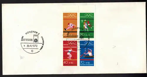 Bund Zusammendruck Heftchenblatt 22 Olympia München 1972 auf Umschlag