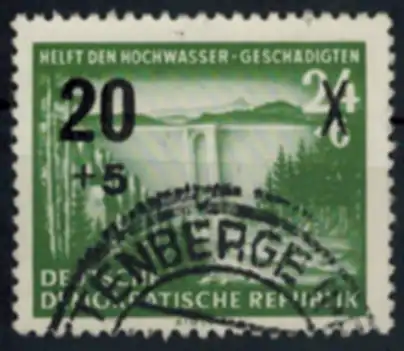 DDR 449 Hilfe für Hochwassergeschädigte mit Plattenfehler III 1955 gestempelt