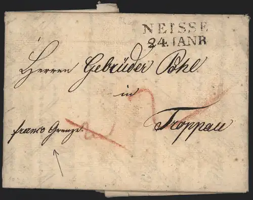 Preussen Vorphila Brief L2 Neisse Nysa Schlesien 1828 n Troppau Opava Tschechien