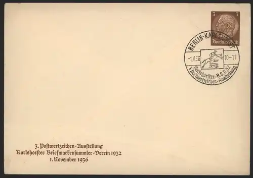 Reich Privatganzsache PU 127 C1 Berlin Karlshorster Briefmarken Ausstellung